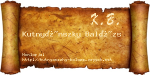 Kutnyánszky Balázs névjegykártya