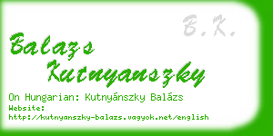 balazs kutnyanszky business card