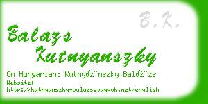 balazs kutnyanszky business card